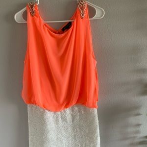 Peach and White Formal Dress